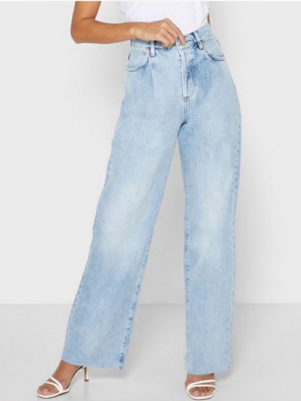 Mango Light Wash High-Rise Wide Leg Jeans